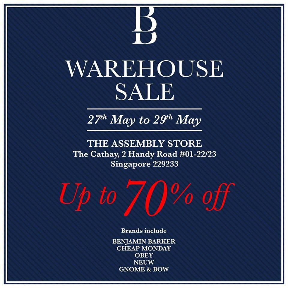 Benjamin Barker Warehouse Sale at The Assembly Store 27 to 29 May 2016