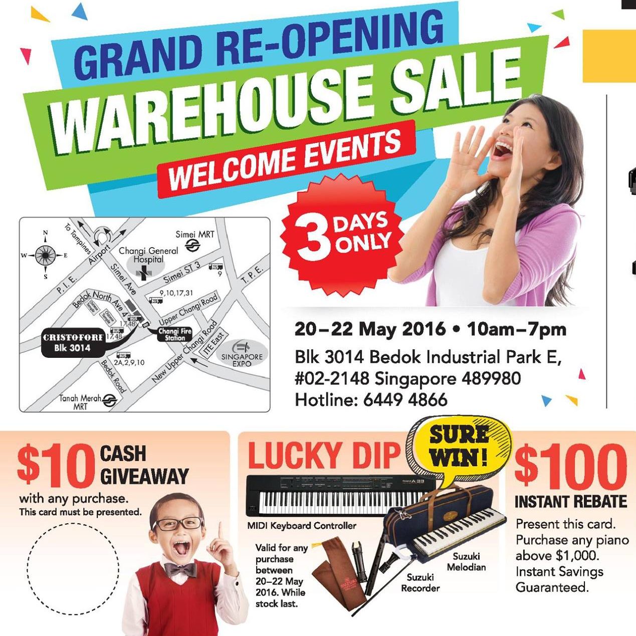 Christofori Grand Re-opening Warehouse Sale 20 to 22 May 2016