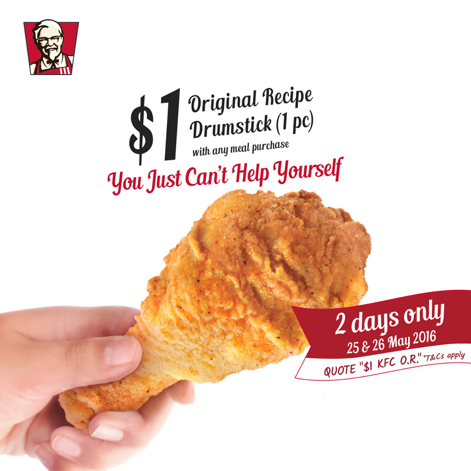 KFC Singapore $1 Original Drumstick Recipe 25 to 26 May 2016