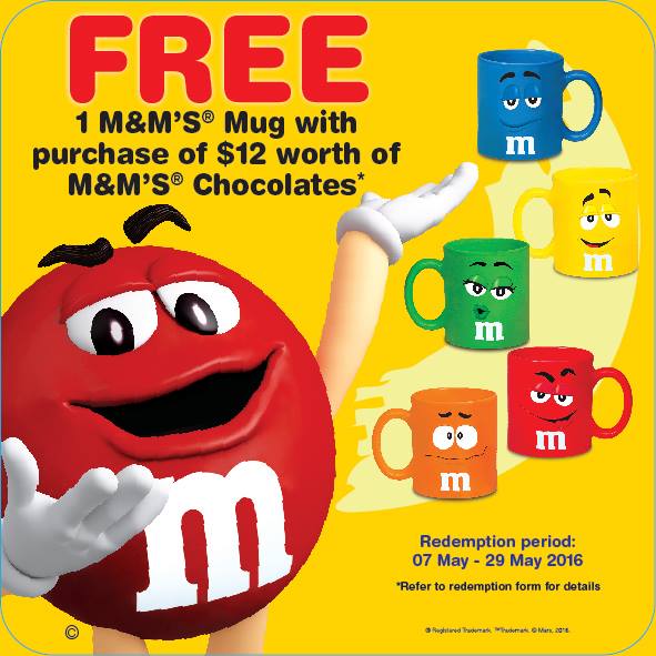 M&M Singapore FREE Mug with $12 worth of M&M Purchase 7 to 29 May 2016