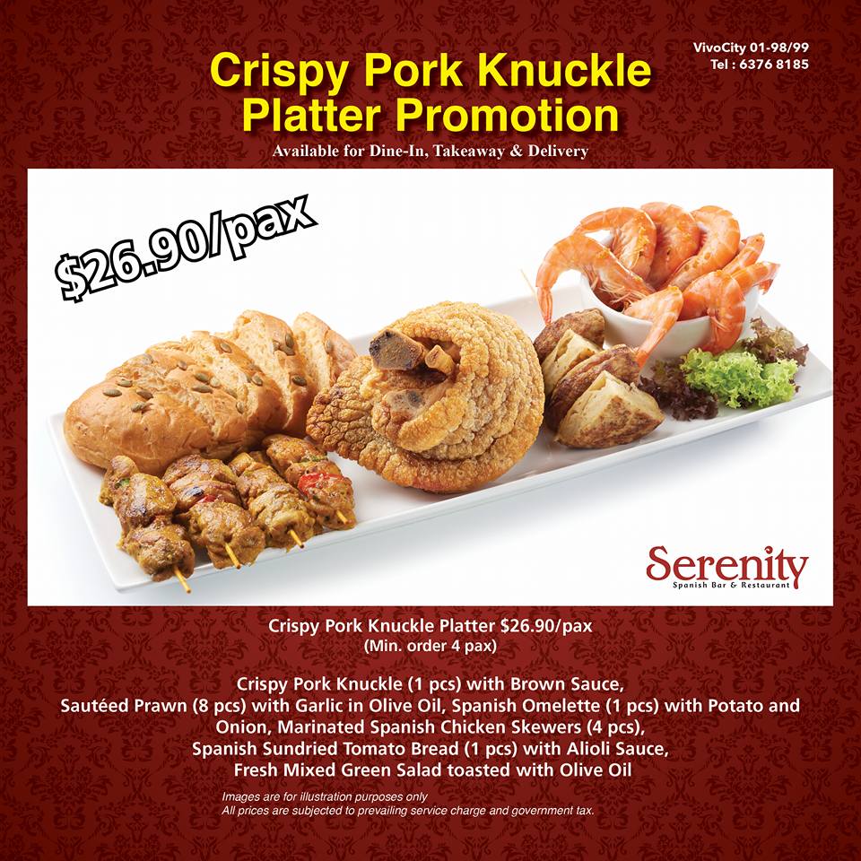 Serenity Spanish Bar & Restaurant Crispy Pork Knuckle Platter Promo