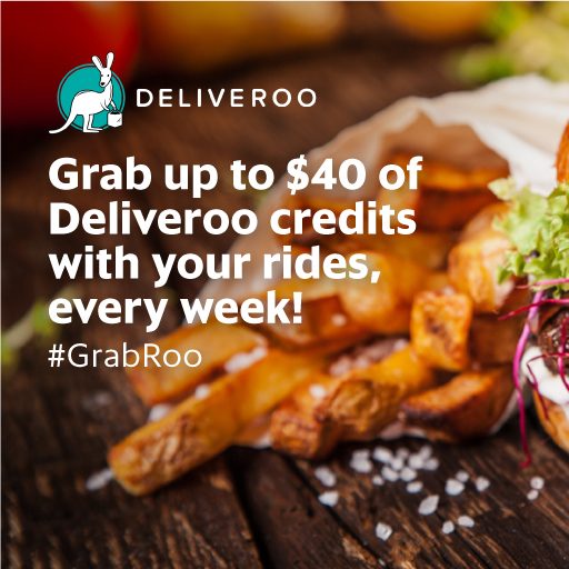 Grab x Deliveroo Up to $40 Deliveroo Credits per Week 9 May to 7 Aug 2016
