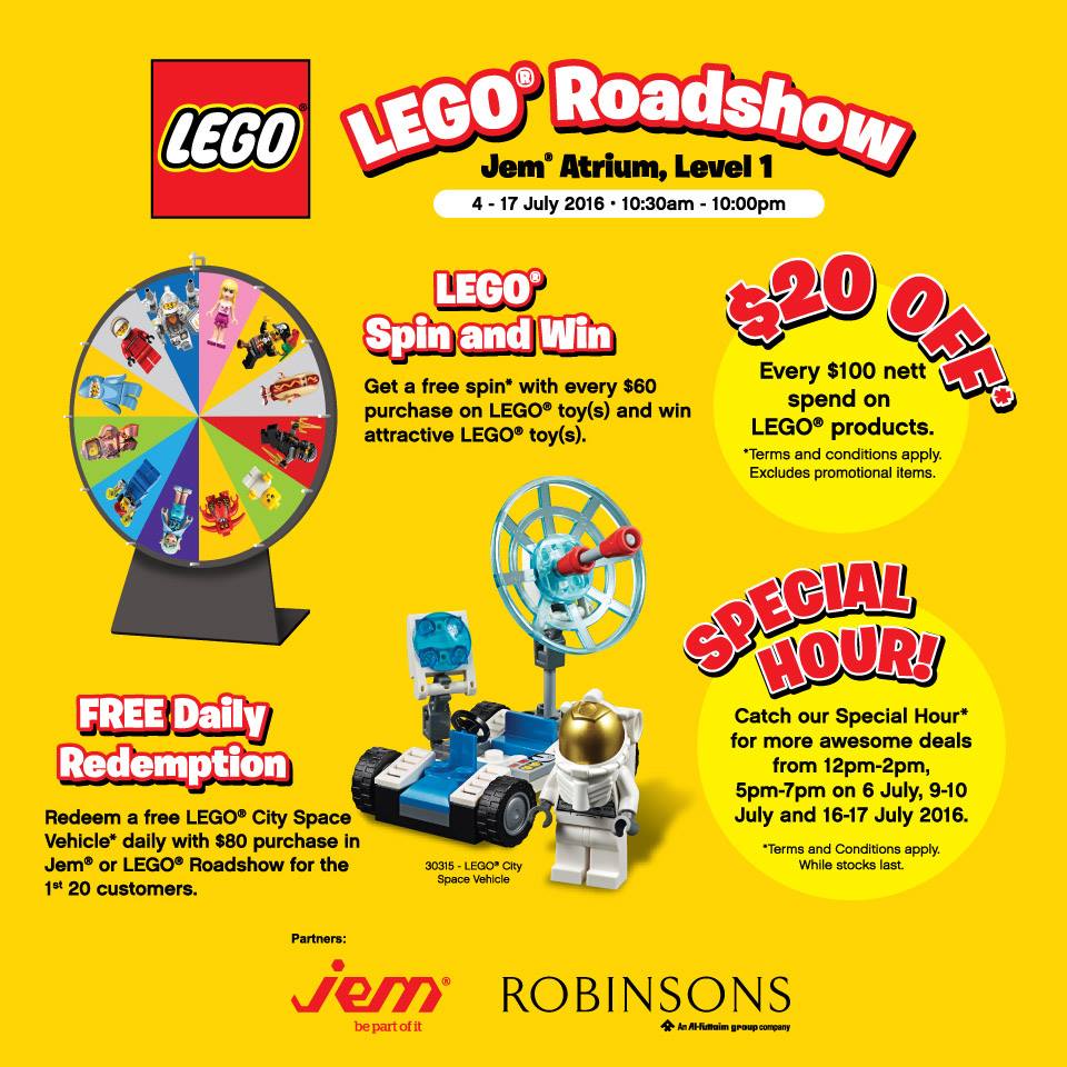 Robinsons LEGO Roadshow Singapore Promotion 4 to 17 Jul 2016