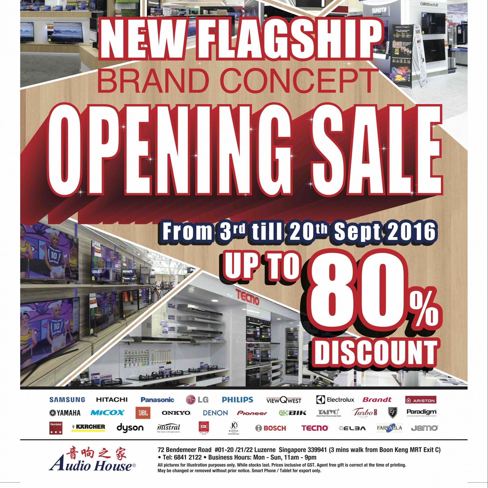 Audio House Singapore New Flagship Opening Sale Up to 80% Off Promotion 3 to 20 Sep 2016