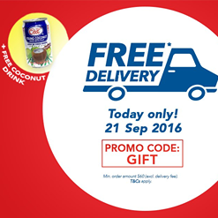 NTUC FairPrice Singapore FREE Coconut Juice & FREE Delivery Promotion 21 Sep 2016