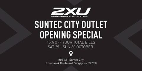 2XU Singapore Suntec City Outlet Opening Special 15% Off Promotion 29-30 Oct 2016