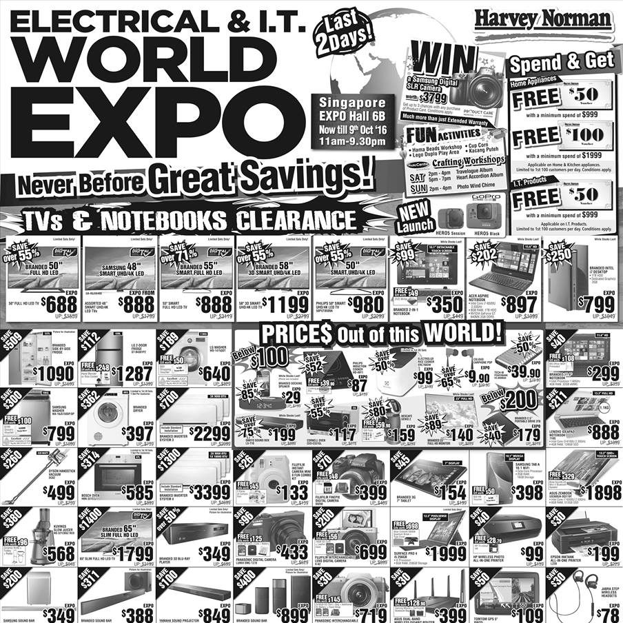 Harvey Norman Singapore Electrical & I.T. World Expo Promotion 7-9 Oct 2016
