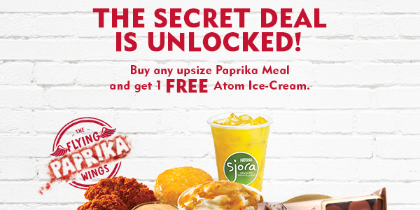 Popeyes Singapore Buy Upsize Paprika Meal & Get 1 FREE Atom Ice-cream Promotion ends 14 Oct 2016