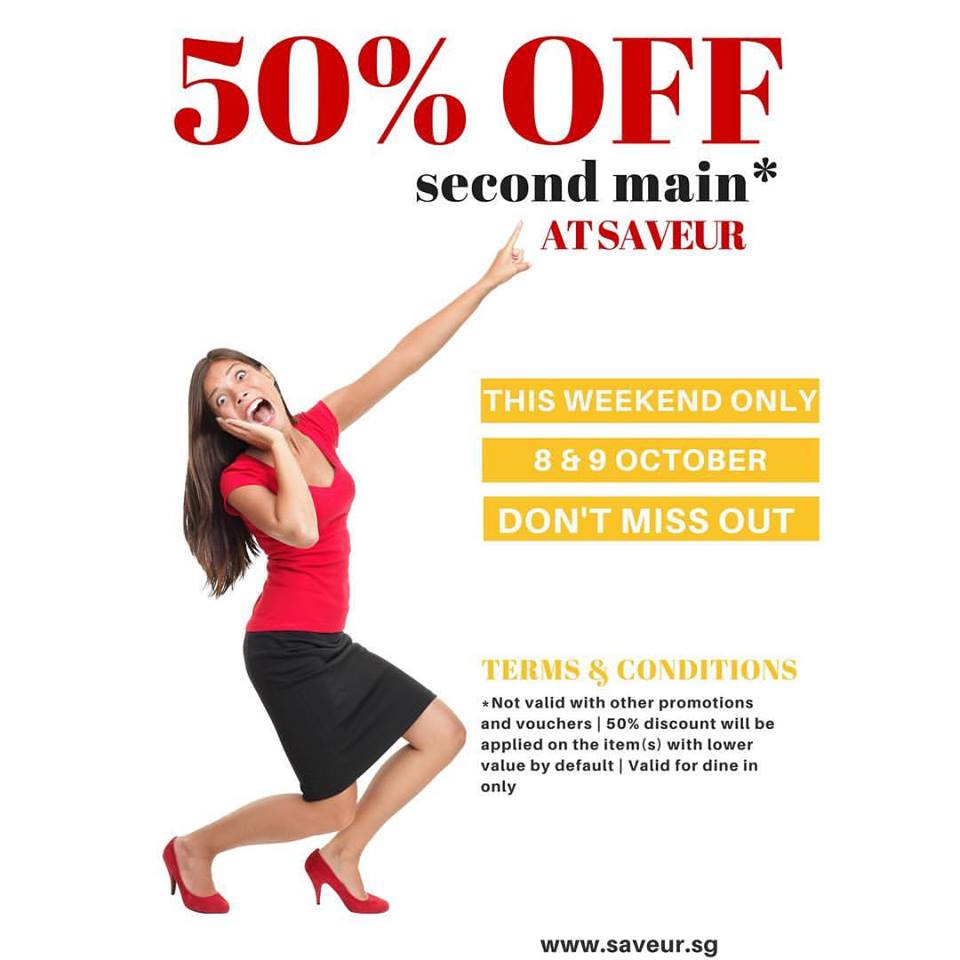 Saveur Singapore 50% Off 2nd Main Promotion 8-9 Oct 2016