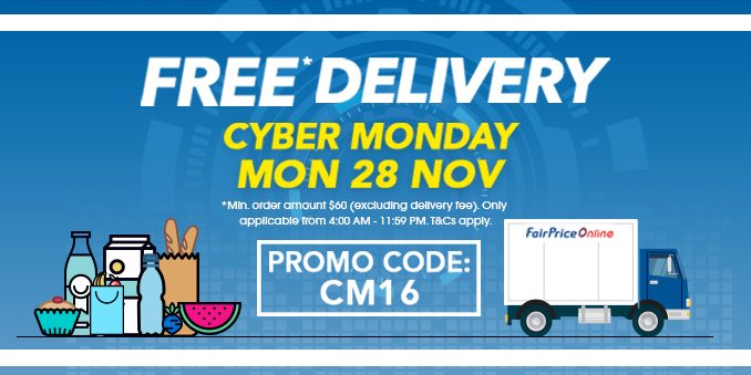 NTUC Fairprice Singapore Cyber Monday FREE Delivery Promotion 28 Nov 2016
