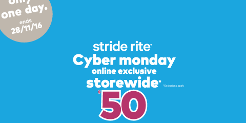 Stride Rite Singapore Cyber Monday Online Exclusive 50% Off Promotion 28 Nov 2016