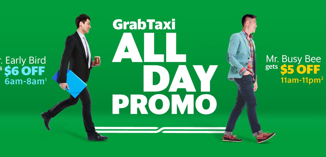 GrabTaxi Singapore All Day Promo Codes Promotion 20-24 Feb 2017