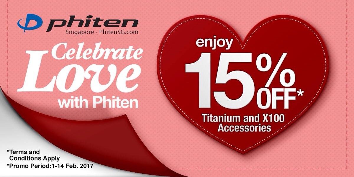 Phiten Singapore Valentine’s Day 15% Off Titanium & X100 Accessories Promotion 1-14 Feb 2017