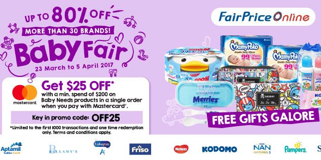 NTUC FairPrice Online Singapore Baby Fair Up to 80% Off Promotion ends 5 Apr 2017