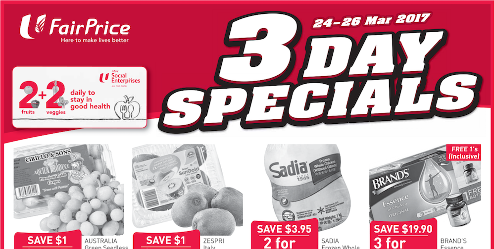 NTUC FairPrice Singapore 3 Day Special Promotion 24-26 Mar 2017