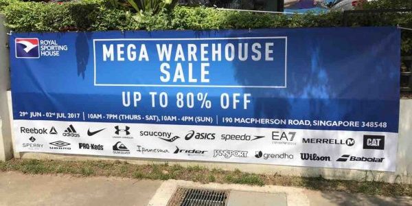 Royal Sporting House Singapore Mega Warehouse Sale Up to 80% Off Promotion 29 Jun – 2 Jul 2017