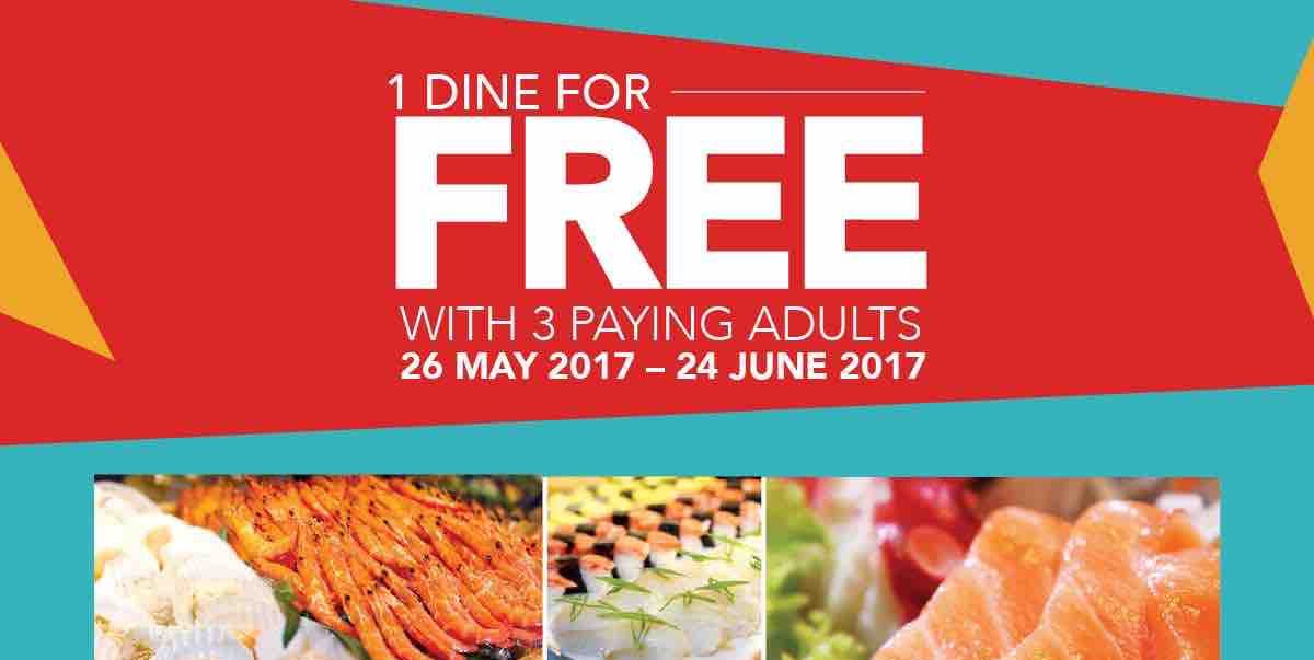 Sakura International Buffet SG 1 Dine for FREE with 3 Paying Adults Promotion ends 24 Jun 2017