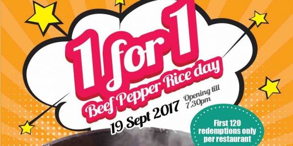 Pepper Lunch Singapore 1-FOR-1 Beef Pepper Rice Promotion 19 Sep 2017