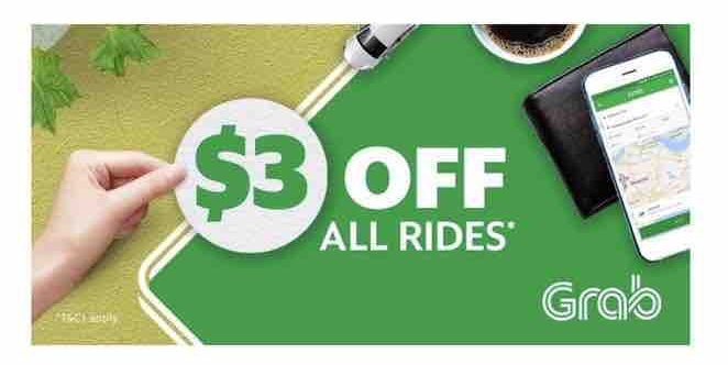 Grab Singapore $3 Off Rides TAKE3 Promo Code 16-22 Oct 2017