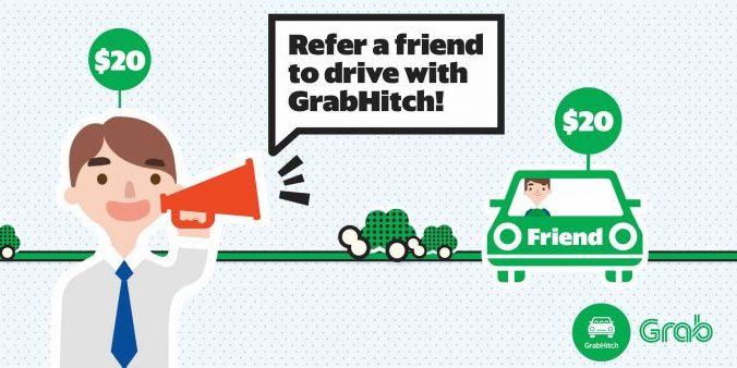Refer 2 Friends to drive with GrabHitch & Get $40 worth of Grab Promo Codes 1-31 Dec 2017