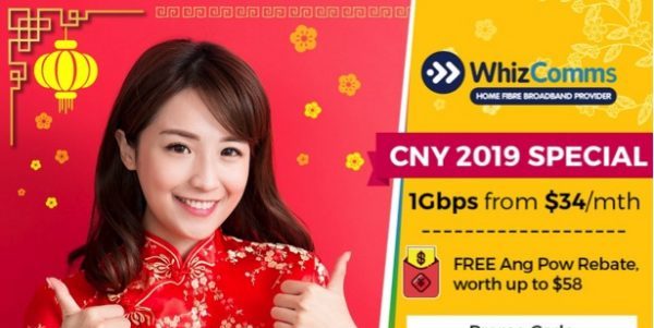 WhizComms Singapore $34/mth for 1Gbps Home Broadband Exclusive Chinese New Year Promotion ends 19 Feb 2019