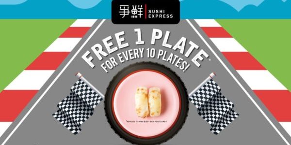 Sushi Express Singapore Flash F1 Ticket to Enjoy 1 FREE Plate of Sushi with Every 10 Plates Promotion 20-22 Sep 2019