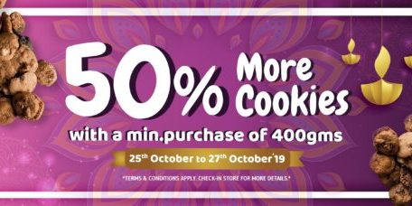 Famous Amos Singapore 50% More Cookies Promotion 25-27 Oct 2019