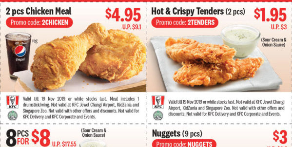 KFC Singapore Coupons are back! Enjoy Up to 55% Off Promotion ends 19 Nov 2019