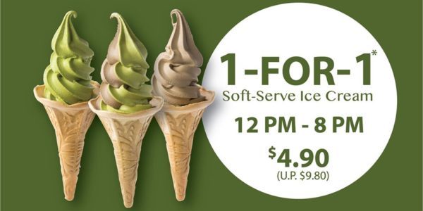 108 Matcha Saro SG 1-for-1 Soft-Serve Ice-Cream at $4.90 on 27 Jan 2020