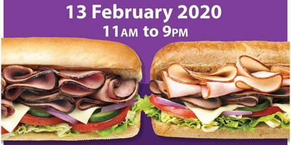 Subway SG Buy One Get One FREE at Thomson Plaza on 13 Feb 2020