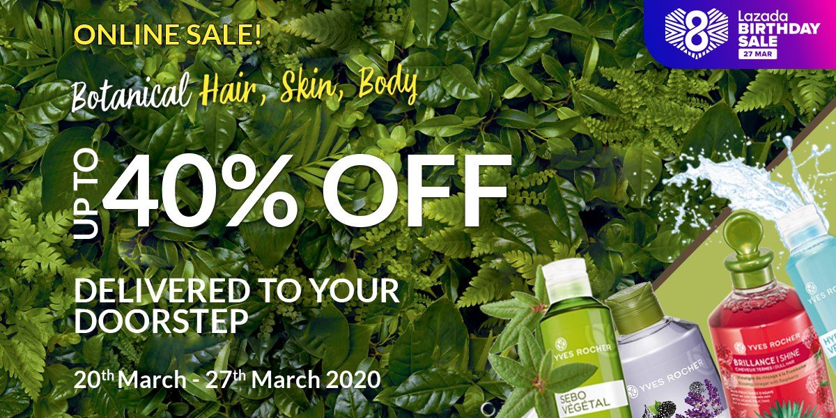 Yves Rocher: Up to 40% OFF Storewide on Lazada from 20th – 27th March 2020