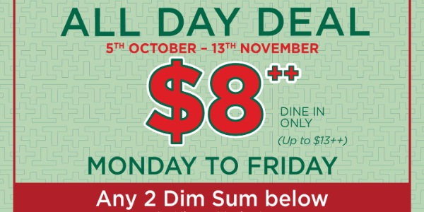 Tim Ho Wan Weekday All-Day Dim Sum deal, $8++ for any 2 selected dim sum items