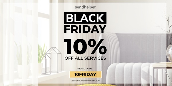 sendhelper Singapore 10% Off Any Service Black Friday Promotion ends 27 Nov 2020