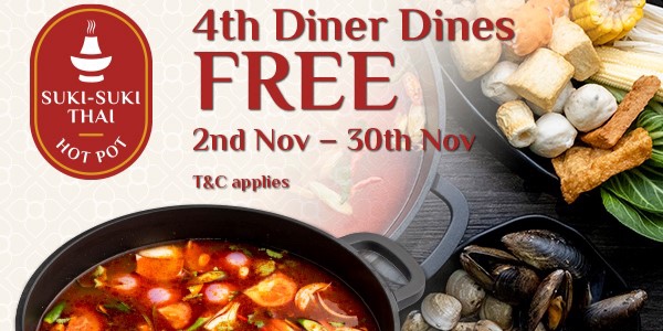 4th Diner Dines Free at Suki Suki Thai : All-you-can-eat Halal Thai Hot Pot Buffet