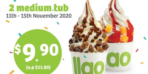 llaollao Singapore 11.11 Special 2 Medium Tubs For Only $9.90 Promotion 11-15 Nov 2020