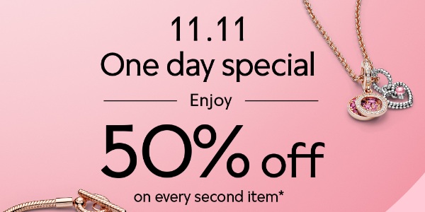 Pandora 11.11 One Day Special: Enjoy 50% Off Every 2nd Item