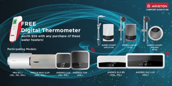Receive a FREE Digital Thermometer (Worth $59) with Purchase of Selected Ariston Water Heater Models