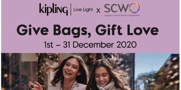 1-31 Dec 2020: Kipling Give Bags, Gift Love (Donate bags and Receive $50 Kipling voucher)