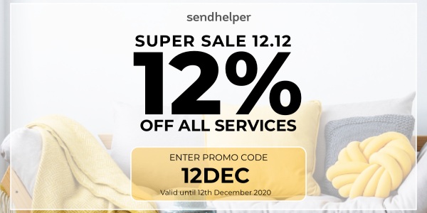 sendhelper Singapore 12% Off Any Service 12.12 Promotion ends 12 Dec 2020