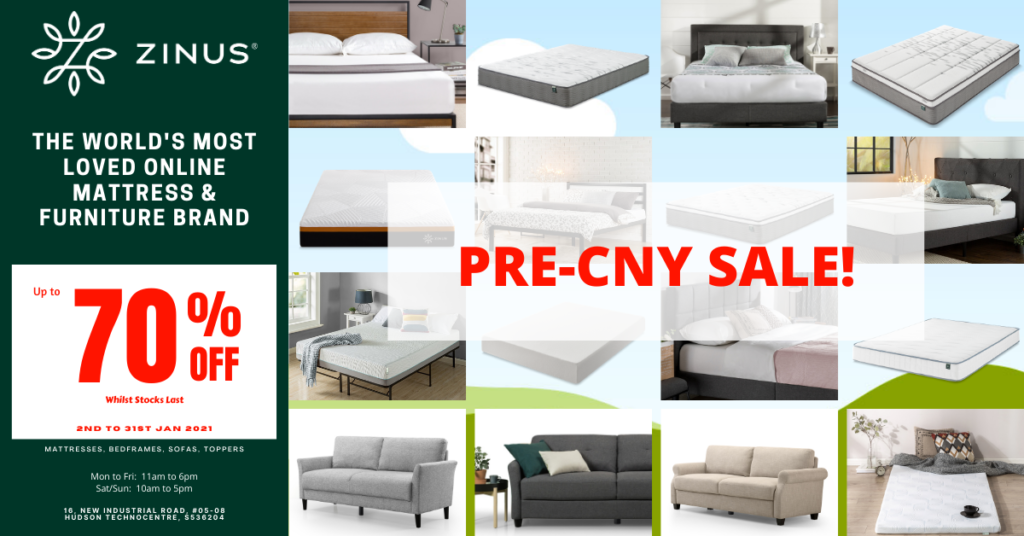 Zinus Pre-CNY Sale! Up to 70% Off!  Mattress from $99! (13th to 31st Jan 2021) | Why Not Deals 1