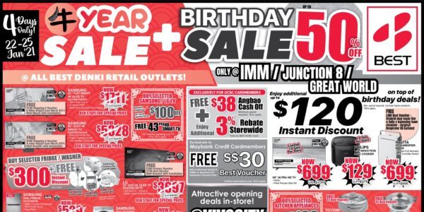 BEST Denki Singapore Chinese New Year Sale + Birthday Sale Up To 50% Off Promotion 22-25 Jan 2021
