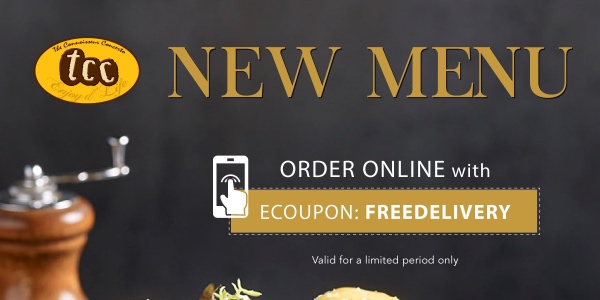 Enjoy FREE Delivery on tcc’s new menu!