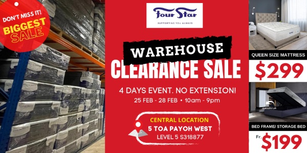 Four Star ANNUAL CLEARANCE SALE | Toa Payoh Warehouse