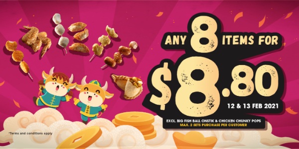 Old Chang Kee CNY Promo – Any 8 items for $8.80