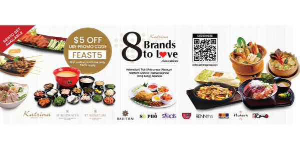 $5 OFF Online Orders and Free Islandwide Delivery from All 8 Brands by Katrina Group!