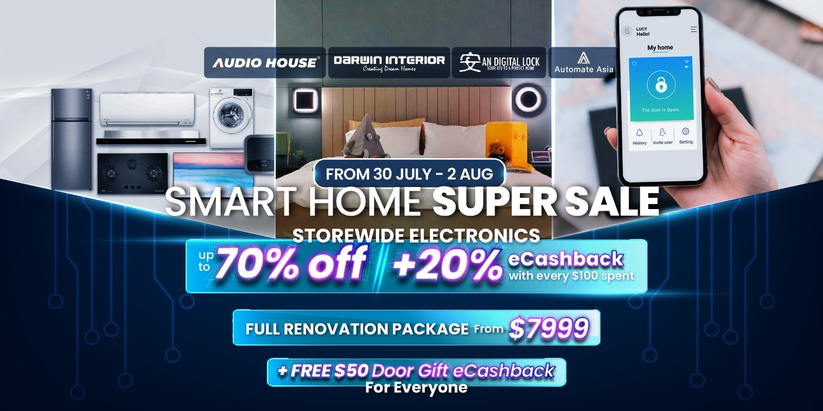 [Audio House Smart Home Super Sale] Up to 70% OFF Storewide + 20% eCashback with Every $100 Spent +