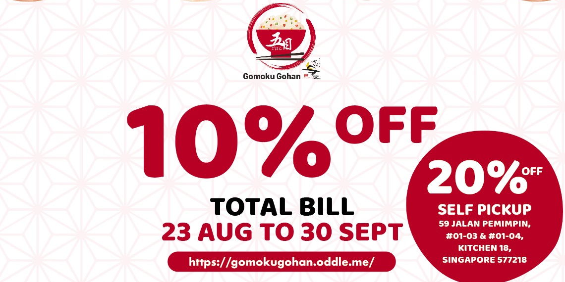 Up To 20% OFF Total Bill at Gomoku Gohan by SUN with MOON