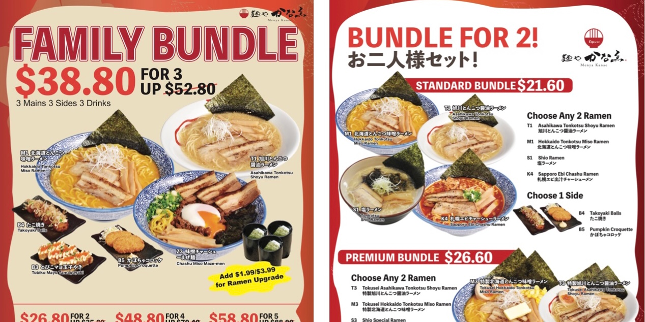 Japanese Ramen Bar, Menya Kanae Family Meals From $21.60 (While Stocks Last)