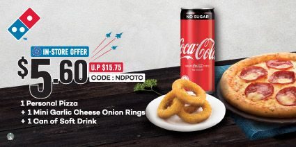 Domino’s Singapore $5.60 Bundle @ 1 Personal Pizza + 1 Mini Rings + 1 Can Drink Promotion ends 31 Dec 2021