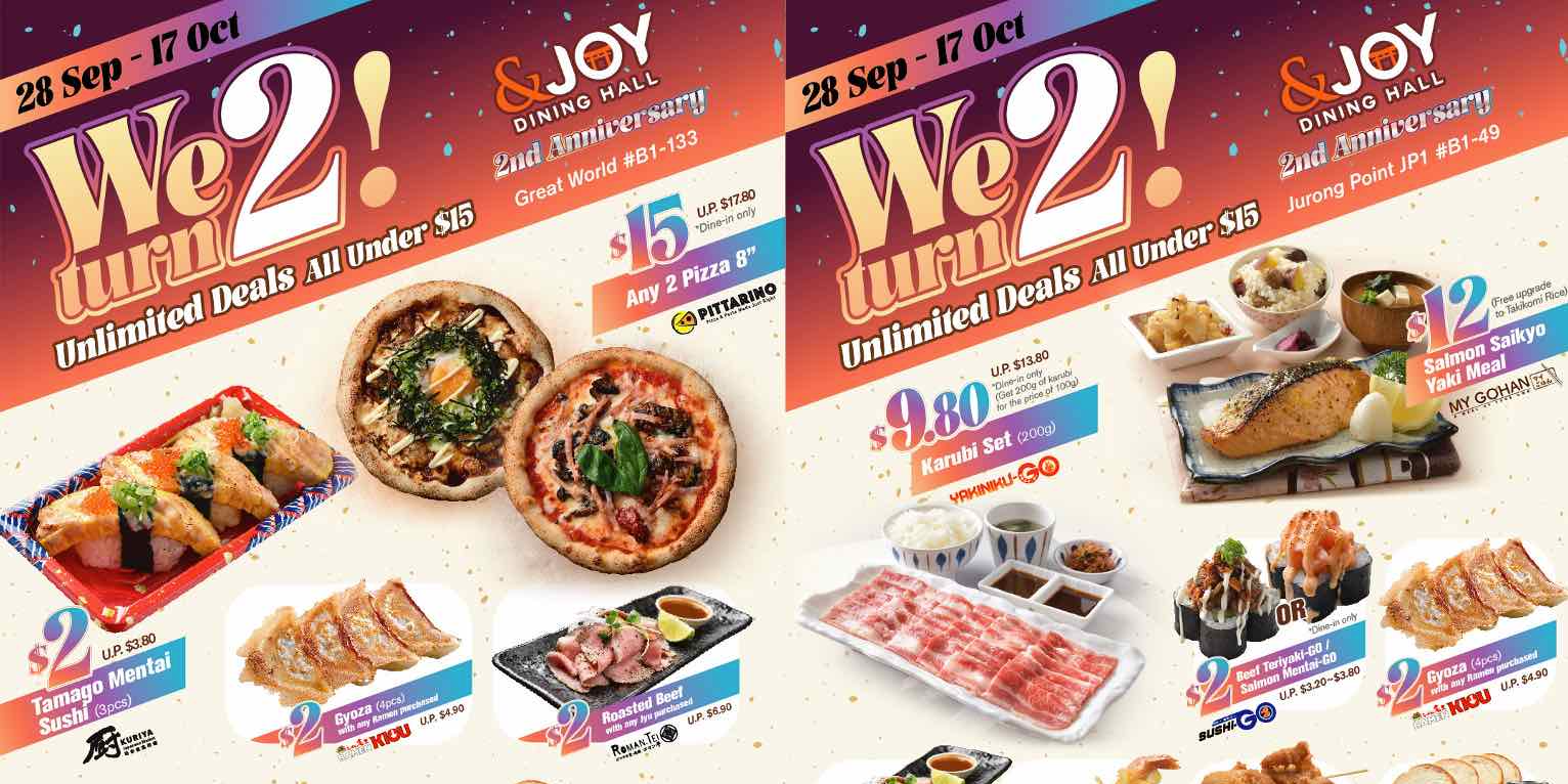 Japanese &JOY Dining Hall celebrates 2nd Anniversary with $2 Deals!